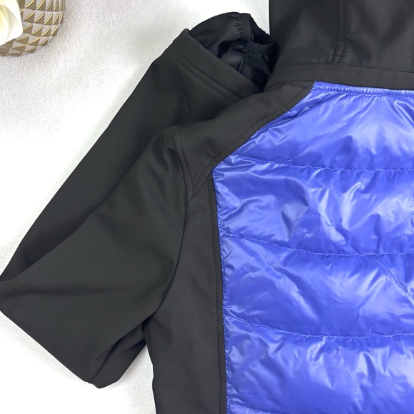 Halifax Black/Purple Puffer Packable Removable Thumb Hole Down Hooded Jacket (M) - Picture 12 of 16